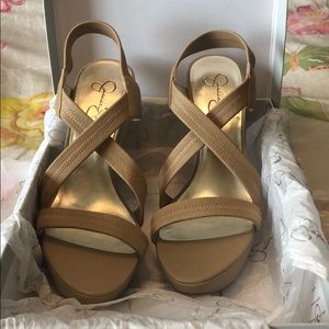 Jessica Simpson Nude Strappy Platform Heels